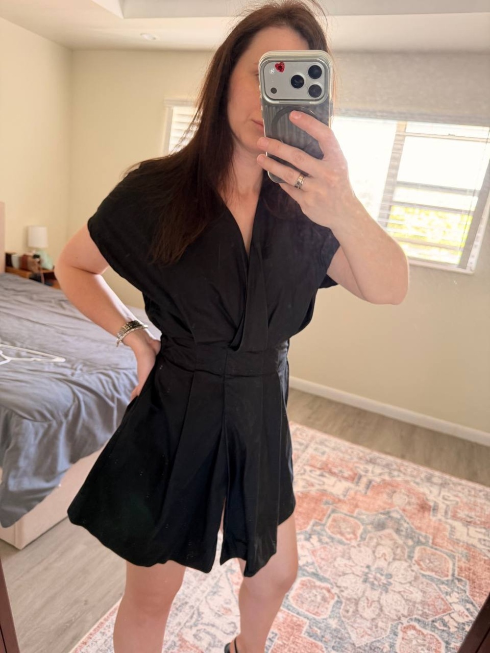 Zara Black V-Neck Cinched-Waist Romper